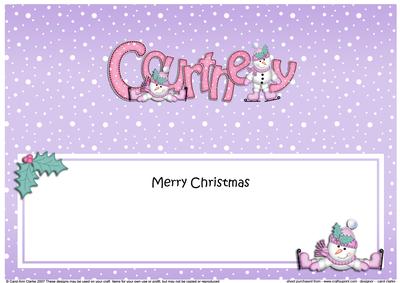 Merry Christmas Courtney Snowmen Matching Large Dl Insert
