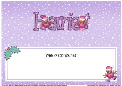 Merry Christmas Harriet Robins Matching Large Dl Insert