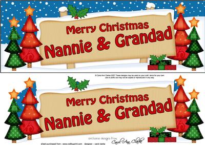 Xmas Nannie & Grandad Trees Signpost Lge Dl Decoupage
