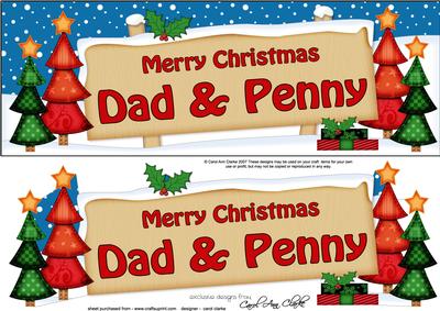 Xmas Dad & Penny Trees Signpost Lge Dl Decoupage