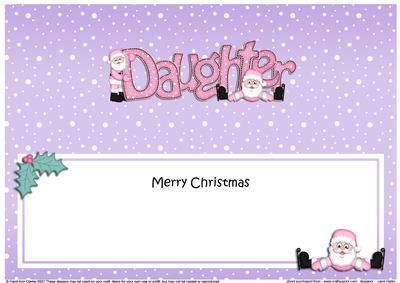 Merry Christmas Daughter Santa Matching Large Dl Insert