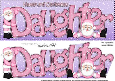 3rd Christmas Daughter Santa Large Dl & 3D Decoupage