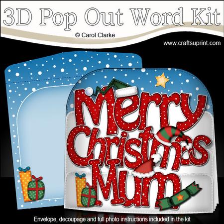 Merry Christmas Mum Xmas Hats Pop Out Xmas Word Card