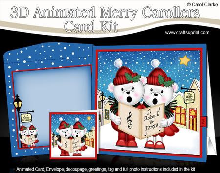 3D Xmas Robert & Tanya Teddies Animated Merry Carollers