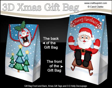 3D Xmas Sledging Santa Gift Box Mini Kit