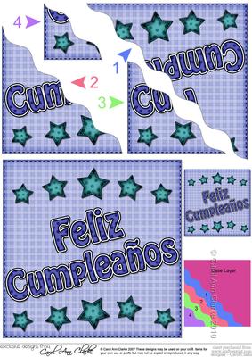 Spanish Birthday Stars Wavy Corner Stacker