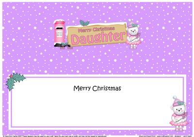 Xmas Daughter Teddy Signpost Lge Dl Matching Insert
