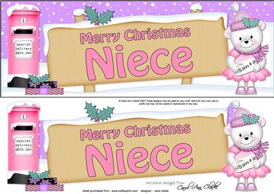 Xmas Niece Teddy Signpost Lge Dl Easicut Decoupage