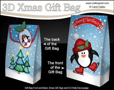 3D Xmas Skating Penguin Gift Box Mini Kit