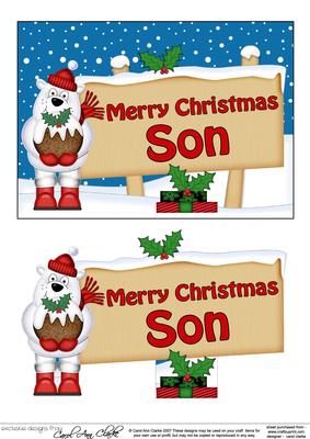 Xmas Son Polar Bear Signpost 5x7 Easicut Decoupage