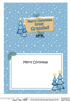 Xmas Great Grandad Trees Signpost 5x7 Matching Insert
