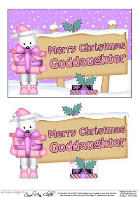 Xmas Goddaughter Westie Dog Signpost 5x7 Easicut Decoupage