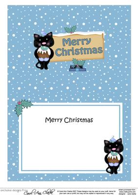 Xmas Merry Christmas Cat Signpost 5x7 Matching Insert