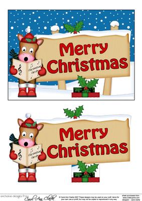 Xmas Merry Christmas Horse Signpost 5x7 Easicut Decoupage