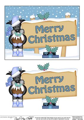 Xmas Merry Christmas Dog Signpost 5x7 Easicut Decoupage