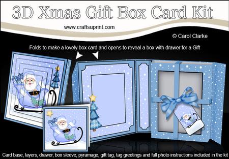 3D Xmas Santa's Sleigh Gift Box Card Kit & Pyramage