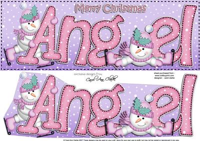 Xmas Angel Snowmen Large Dl & 3D Decoupage