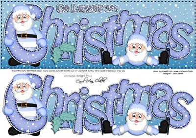 1st Xmas Logan Santa Large Dl & 3D Decoupage
