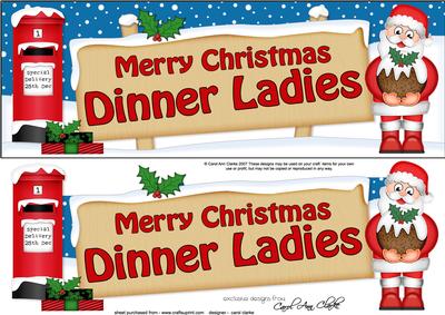 Xmas Dinner Ladies Santa Signpost Large Dl Easicut Decoupage