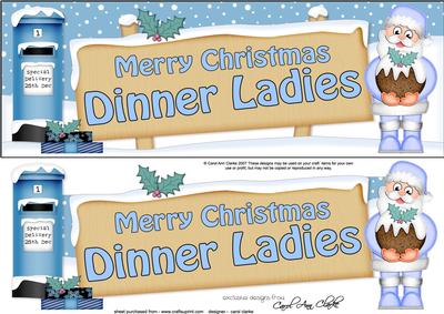 Xmas Dinner Ladies Santa Signpost Large Dl Easicut Decoupage