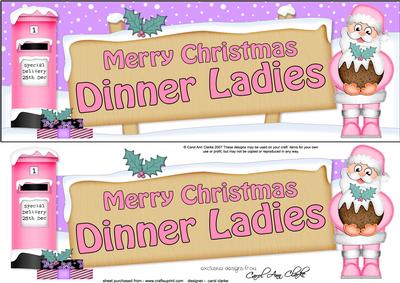 Xmas Dinner Ladies Santa Signpost Large Dl Easicut Decoupage
