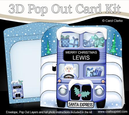 3D Xmas Santa Express Lewis Pop Out Card Kit