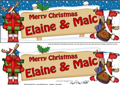 Xmas Elaine & Malc Rudolph Signpost Lge Dl Easicut Decoupage