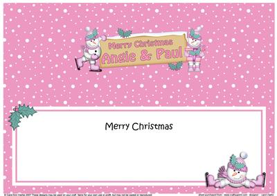 Xmas Angie & Paul Snowmen Signpost Lge Dl Matching Insert