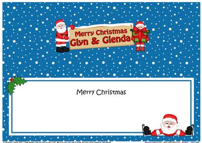 Xmas Glyn & Glenda Santa Signpost Lge Dl Matching Insert