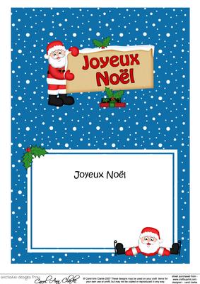 Xmas French Santa Signpost 5x7 Matching Insert