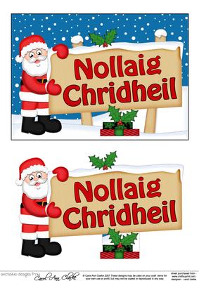 Xmas Scottish Gaelic Santa Signpost 5x7 Easicut Decoupage