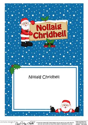 Xmas Scottish Gaelic Santa Signpost 5x7 Matching Insert