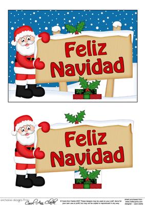 Xmas Spanish Santa Signpost 5x7 Easicut Decoupage