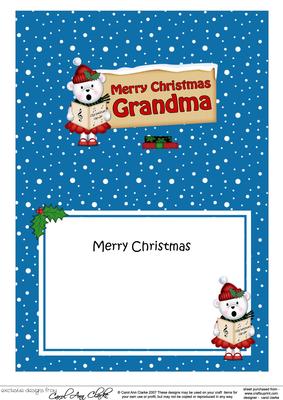Xmas Grandma Teddy Tess Signpost 5x7 Matching Insert
