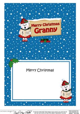 Xmas Granny Teddy Tess Signpost 5x7 Matching Insert