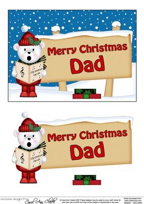 Xmas Dad Teddy Ed Signpost 5x7 Easicut Decoupage