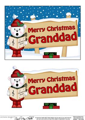 Xmas Granddad Teddy Ed Signpost 5x7 Easicut Decoupage