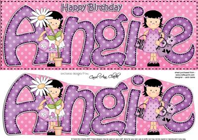 Girlz Birthday Angie Large Dl Quick Card 3D Decoupage