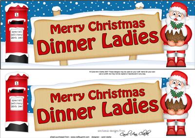 Xmas Dinner Ladies Santa Signpost Lge Dl Easicut Decoupage