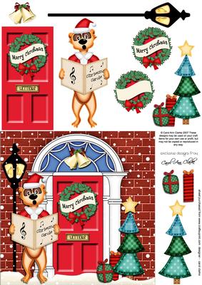 Singing Meerkat Christmas Door Quick Card & 3D Decoupage