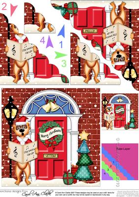 Singing Meerkat Christmas Door Scallop Corner Stacker Topper
