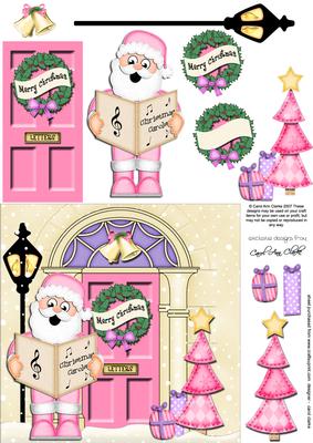 Singing Santa Christmas Door Quick Card & 3D Decoupage