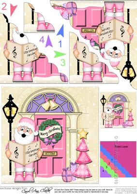 Singing Santa Christmas Door Scallop Corner Stacker Topper