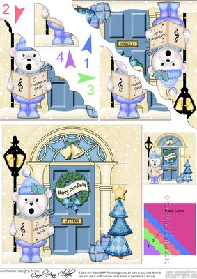 Singing Teddy Ed Christmas Door Scallop Corner Stacker
