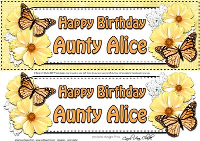 Lge Dl Birthday Aunty Alice Floral Butterflies 3D Decoupage