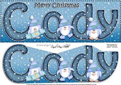 Xmas Cody Penguins Large Dl & 3D Decoupage