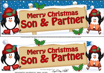 Xmas Son & Partner Penguins Signpost Lge Dl Easicut Decoupag