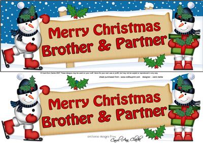 Xmas Brother & Partner Snowmen Signpost Lge Dl Decoupag