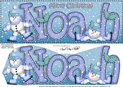 Xmas Noah Snowmen Large Dl & 3D Decoupage