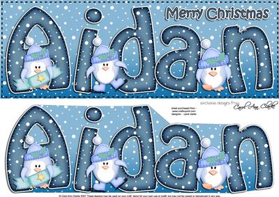 Xmas Aidan Penguins Large Dl & 3D Decoupage